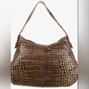Vintage GIORGIO ARMANI Croc Embossed Leather Hobo shoulder bag